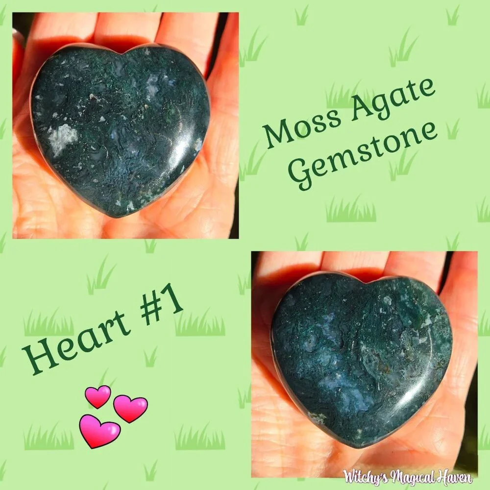 Moss Agate Gemstone Crystal Hearts